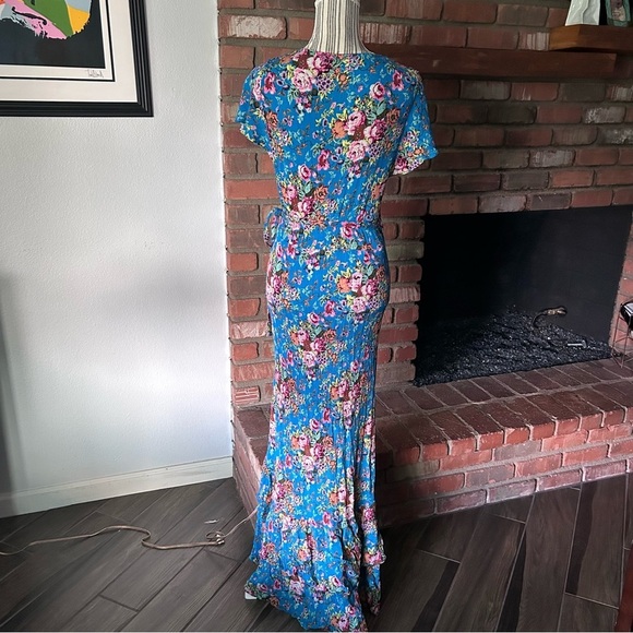Auguste Beach House Frill Wrap Floral Maxi Dress in Blue Sz 6 - Picture 9 of 12